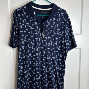 Banana Republic Men’s Large Luxury Touch Polo Navy Palm Trees New 1608